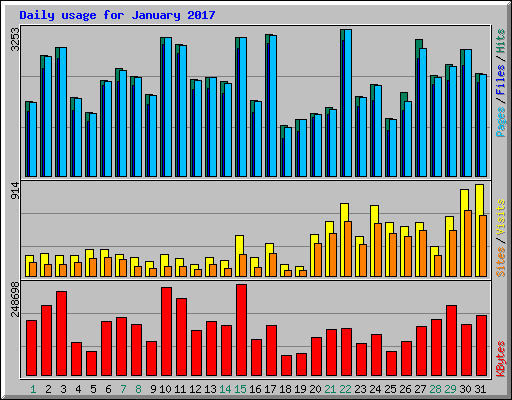 Daily usage for January 2017