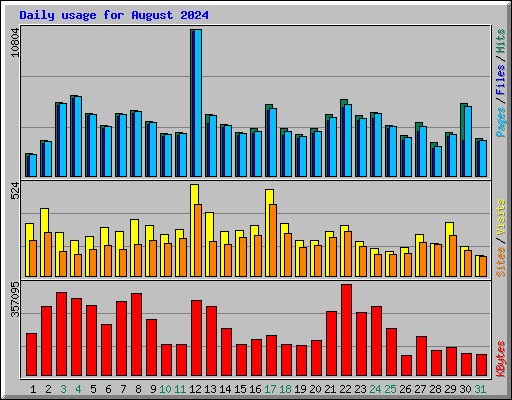 Daily usage for August 2024