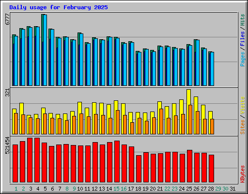 Daily usage for February 2025