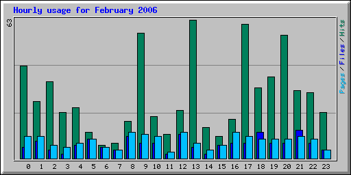 Hourly usage for February 2006